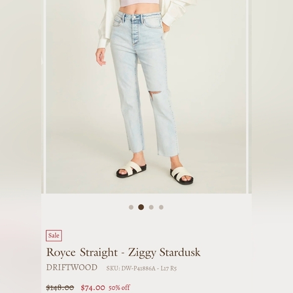 Driftwood Royce Straight Leg High Rise Raw Hem Light Denim Jeans Size 26 - Picture 2 of 8